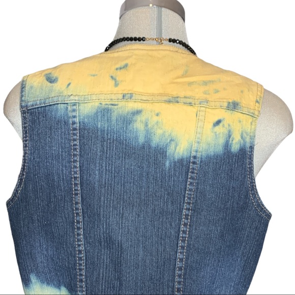 ILLEGAL DYED Yellow and Blue Jean Vest    Size M - Picture 3 of 16